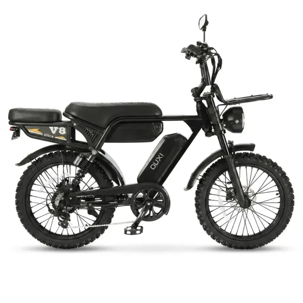 OUXI V8 Ultra Max - Skinnybike - Schwarz (inkl. Rücksitz, Frontgepäckträger & Alarmanlage)